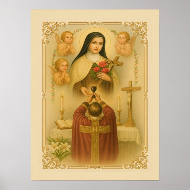Poster Saint Thérèse de Lisieux Prêtre catholique à la me (Devant)