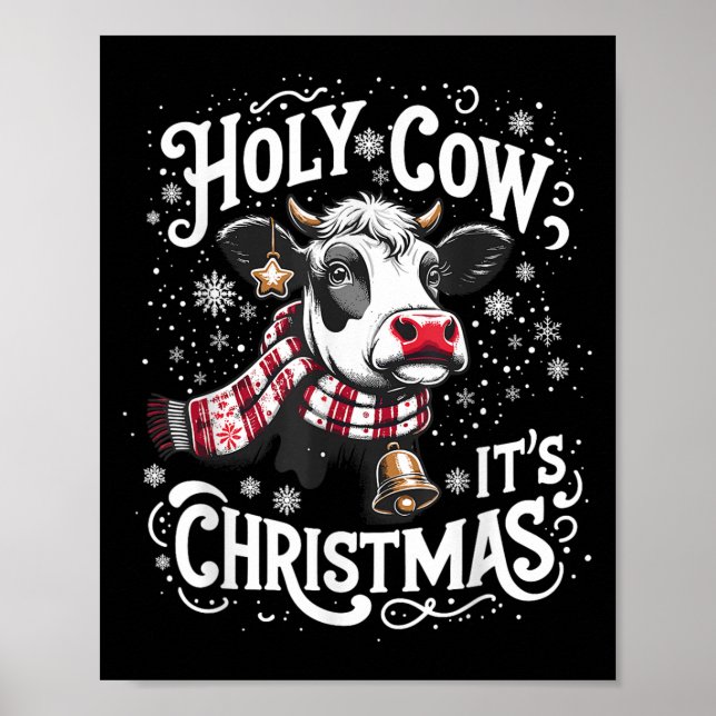 Poster Saint Vache C'est Noël Funny Vache Lover Farm Anim (Devant)