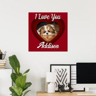 Poster Saint-Valentin amour de chien de coeur Nom photo p