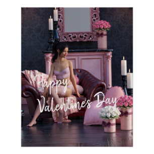 Poster Saint Valentin Beauté en Lingerie sur le canapé