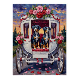 Poster Saint-Valentin Chien Heeler Bleu