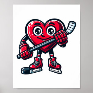 Poster Saint Valentin Coeur de glace Joueur de hockey sur
