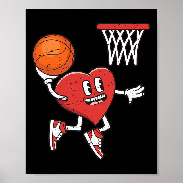 Poster Saint Valentin Coeur Dunking Basketball Garçons Fi (Devant)