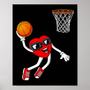 Poster Saint Valentin Coeur Dunking Basketball Garçons Fi