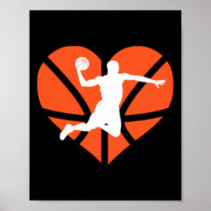 Poster Saint Valentin Coeur Dunking Basketball Garçons Fi