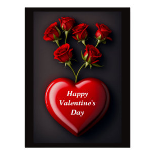 Poster Saint Valentin coeur et rose