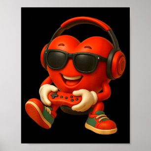 Poster Saint-Valentin Cœur Gamer Jeux Vidéo Garçons Homme