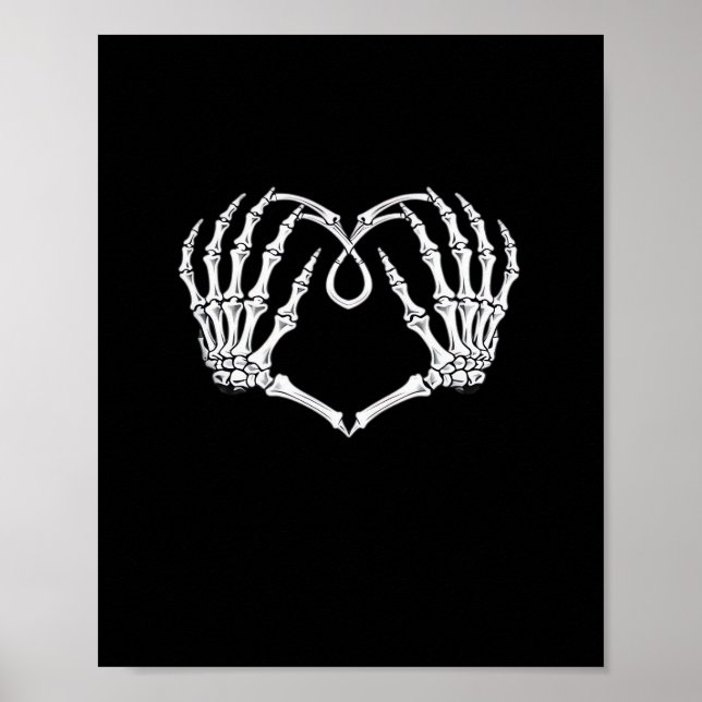 Poster Saint Valentin Coeur gothique Avec Squelette Mains (Devant)