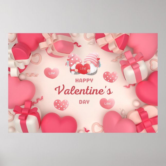 Poster Saint Valentin Coeurs, cadeaux et cadeaux (Devant)