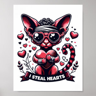 Poster Saint Valentin Devon Rex Cat I Steal Hearts