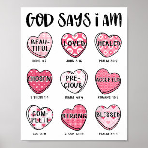 Poster Saint Valentin Dieu dit Versets bibliques Cœurs F