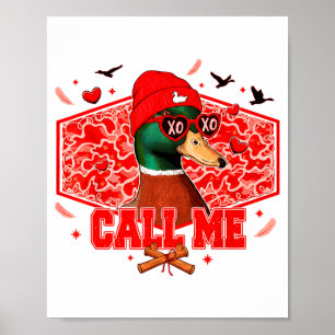 Poster Saint Valentin drôle Appelez-Moi Chasse Au Canard