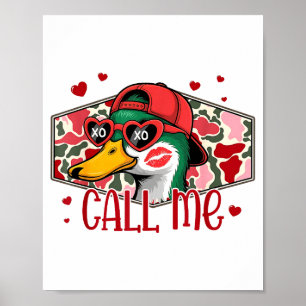 Poster Saint Valentin drôle Appelez-moi Chasse aux Canard
