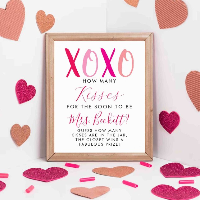 Poster Saint Valentin Fête des mariées Combien de baisers (Créateur téléchargé)