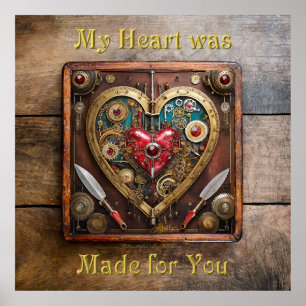 Poster Saint-Valentin Guerrier Steampunk Rubis Et Poignar