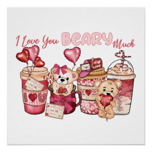 Poster Saint-Valentin Je T'Aime Beary Much
