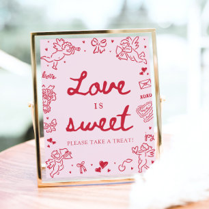 Poster Saint-Valentin Moderne Dessinée à la Main Rose L'A