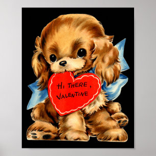 Poster Saint-Valentin Rétro Vintage Chien Saint-Valentin