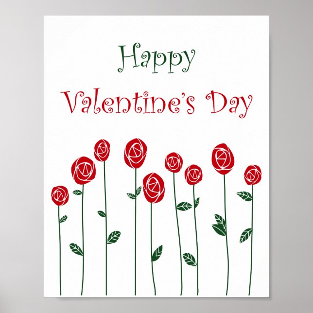 Poster Saint Valentin Roses Ostrich Love Romance Flower (Devant)
