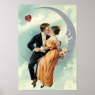 Poster Saint-Valentin victorien vintage d'amour et de rom