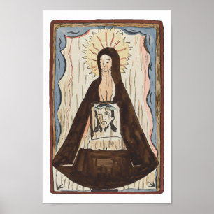 Poster Saint Veronica Jésus face à la peinture vintage