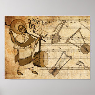Poster Saint Yared et les instruments de musique éthiopie
