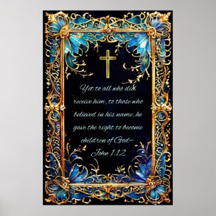 Poster Sainte Bible chrétienne Verse Jean 1:12