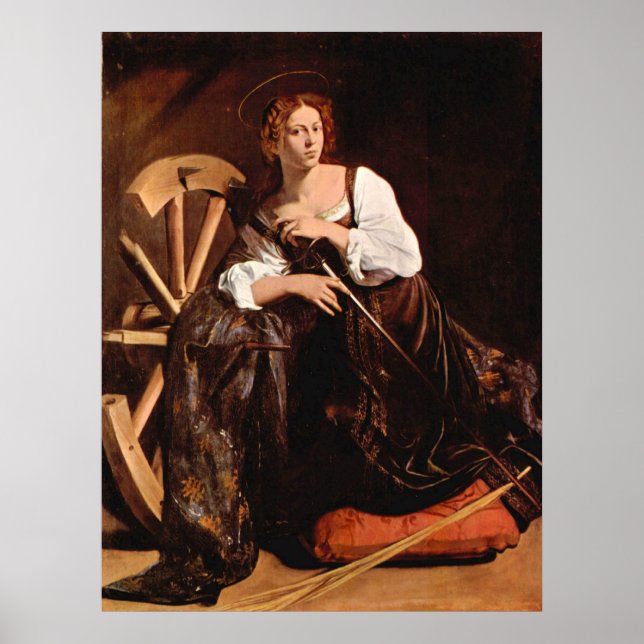 Poster Sainte Catherine d'Alexandrie par Caravaggio (Devant)