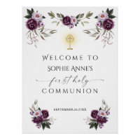 Sainte Communion Purple Pink Fleurs Bienvenue