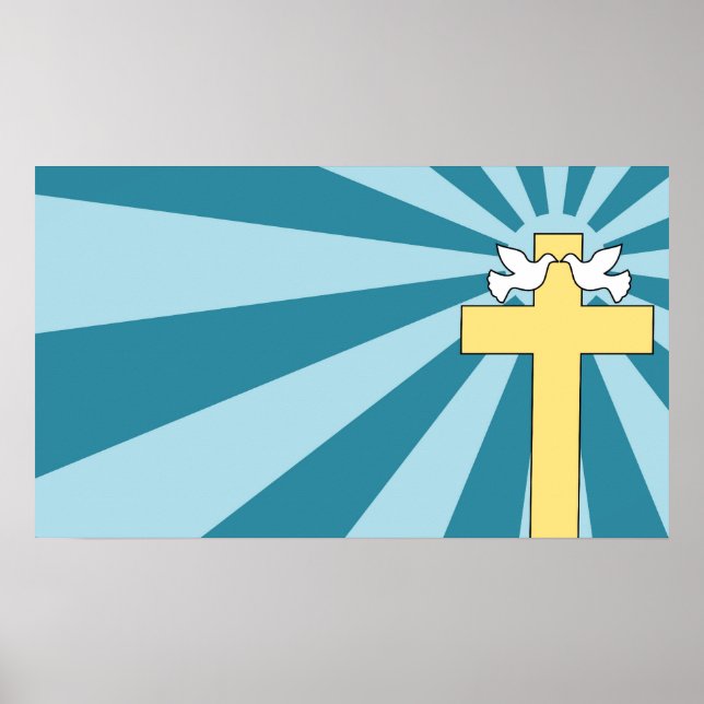 Poster Sainte Croix et colombes (Devant)