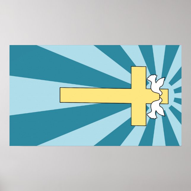 Poster Sainte Croix et colombes (Devant)