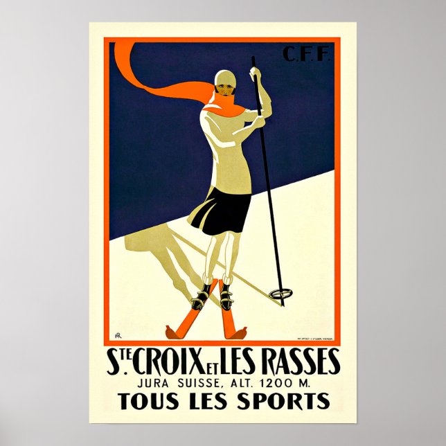 Poster Sainte Croix Les Rasses Sports de ski (Devant)