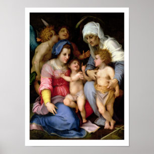 Poster Sainte Famille avec Anges, c.1515-16 (huile sur pa