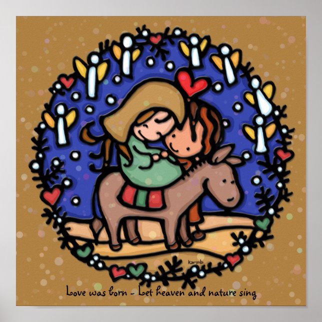 Poster Sainte Famille Marie Joseph Jésus Bethléem Nuit (Devant)