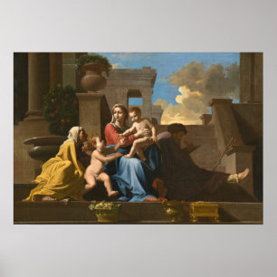 Poster Sainte Famille sur les marches, Nicolas Poussin Ar