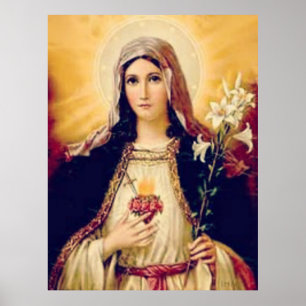 Poster Sainte Mère Marie coeur immaculé