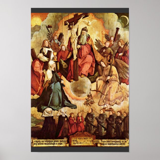 Poster Sainte Trinité Avec Les Anges, Les Saints Et Ses F (Devant)