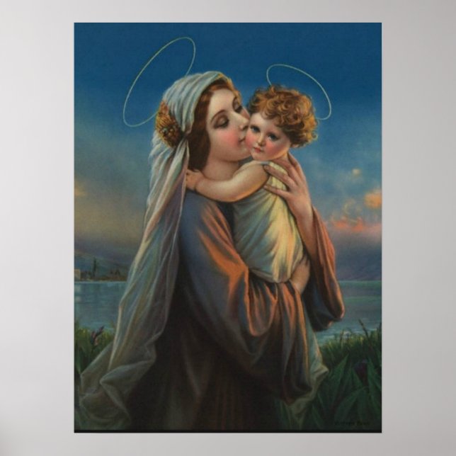 Poster Sainte Vierge Marie Madonna avec l'enfant Jésus (Devant)