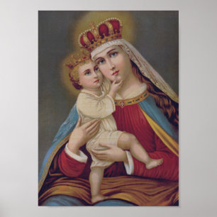 Poster Sainte Vierge Marie Reine du Ciel Jésus catholique