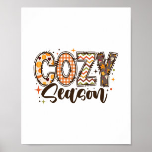 Poster Saison Cosy Citrouille Automne Tombez Tous Feuille