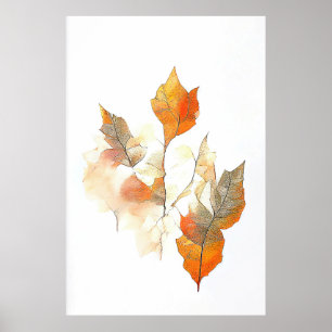 Poster Saison d'automne de la feuille Nature aquarelle pe