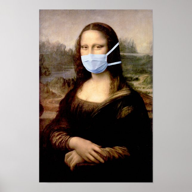Poster Saison de la grippe Mona Lisa avec Masque (Devant)