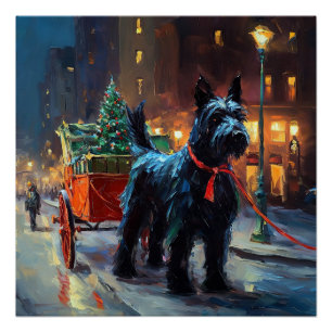 Poster Saison de Noël du Terrier écossais