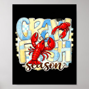 Poster Saison des écrevisses à carapace à carreaux drôle
