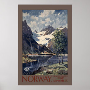 Poster Saison d'été en Norvège juin septembre voyage vint