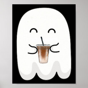 Poster Saison éffrayante Cute Little Ghost Ice Coffee Hal