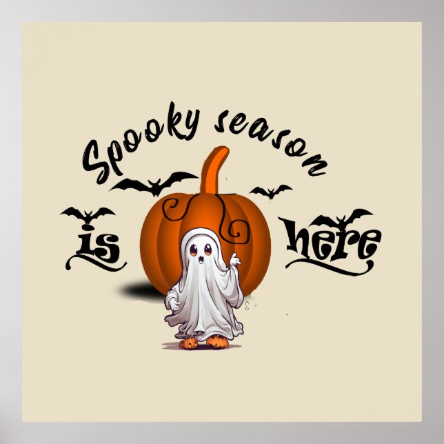 Poster saison éffrayante ici drôle halloween (Devant)
