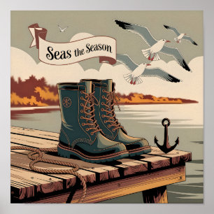 Poster Saison maritime Vintage Banner Art