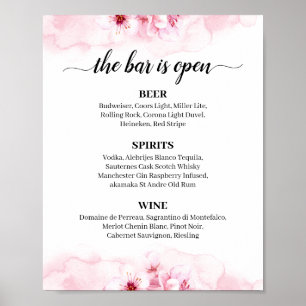Poster Sakura Blossom Calligraphie Mariage Barre Menu Pan