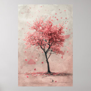 Poster Sakura dans le vent – Peinture de fleurs de cerisi